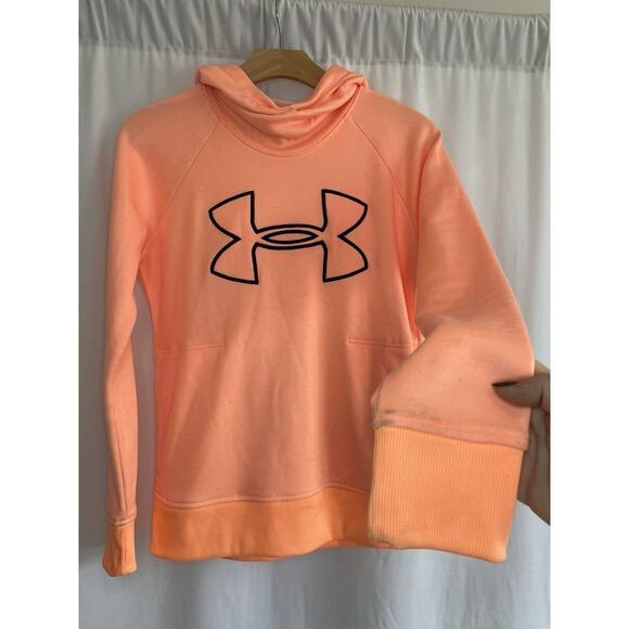 Under Armour Women's Cold Gear Mock Neck Loose Orange Peach Hoodie Size XS - Picture 2 of 7